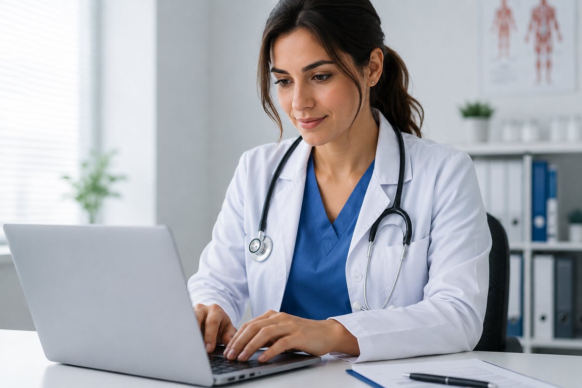 Professionista sanitario che segue un corso ECM